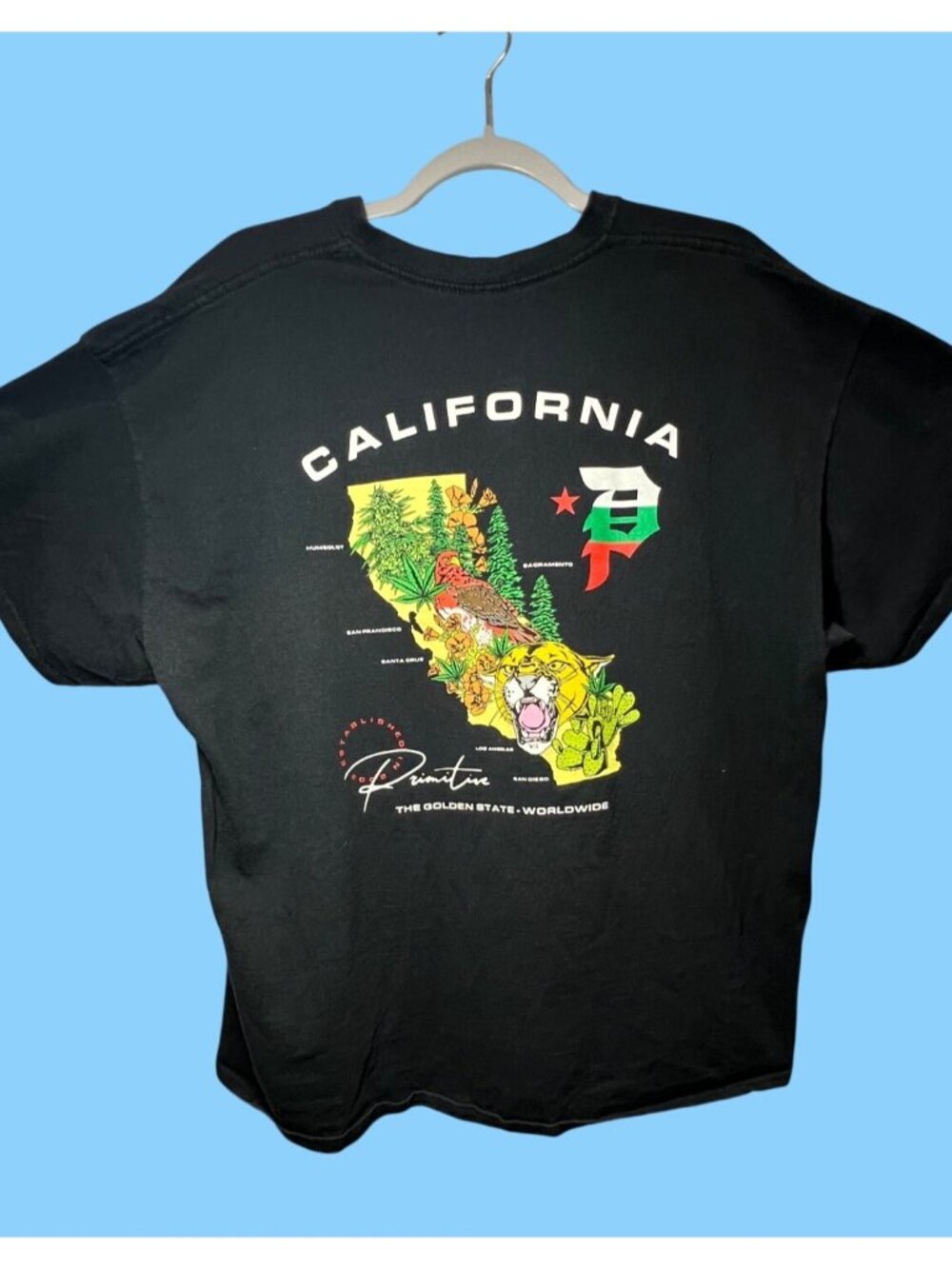Phantom California Graphic T-Shirt Black Mens 2XL Cotton Crewneck